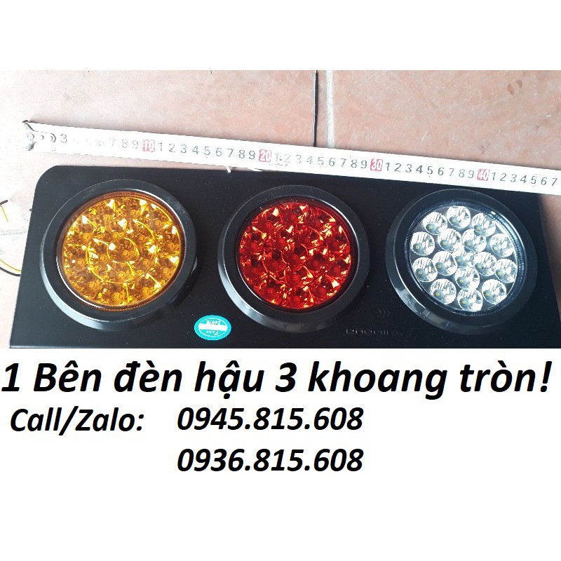 Đèn hậu xe tải, ô tô. Đèn led hậu 3 khoang tròn cao cấp 12v-24v (1 bên)