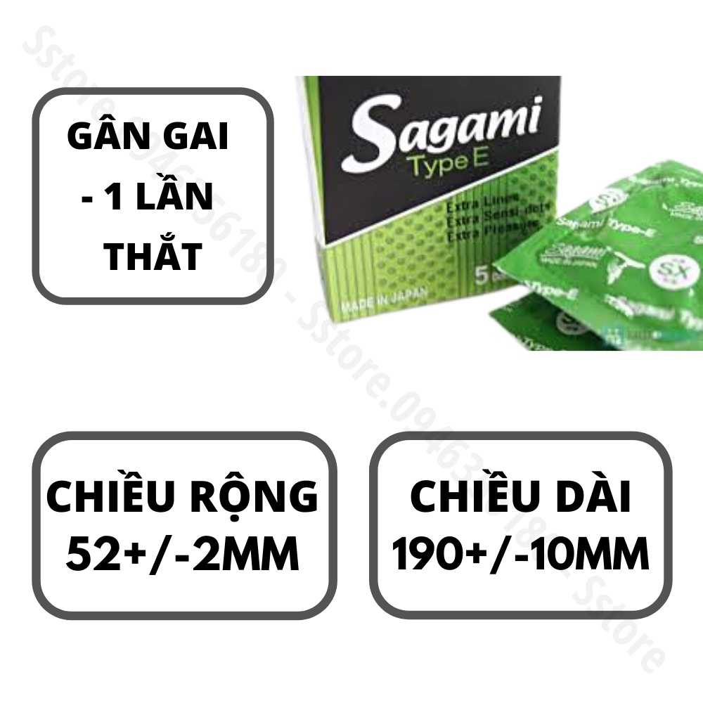 Bao Cao Su Sagami Type E - BCS Gân Bi Tăng Khoái Cảm - Kéo Dài Thời Gian - Hộp 5 Chiếc BTE5