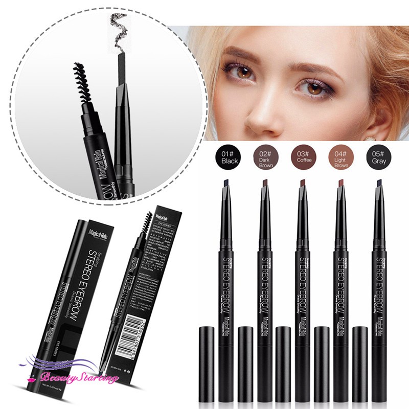 (hàng Mới Về) Chì Kẻ Lông Mày Magical Halo Tự Động Chống Thấm Nước Kèm Cọ Tiện Dụng