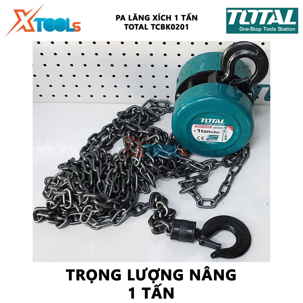 Pa lăng xích TOTAL Bá lăng xích Trọng lượng nâng 1-3 tấn Độ cao nâng 3m Số dây xích nâng 1-2, xích kéo tay, nâng hạ nhẹ