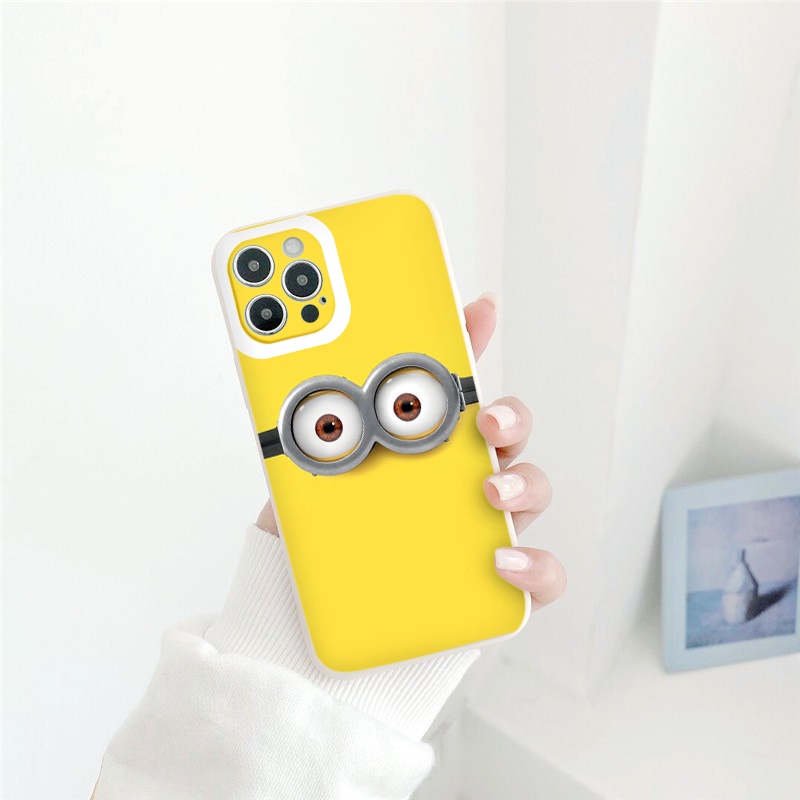 Ốp iphone - Ốp lưng iphone cạnh vuông đôi mắt minion dành cho ip 6 đến 14promax - ng202