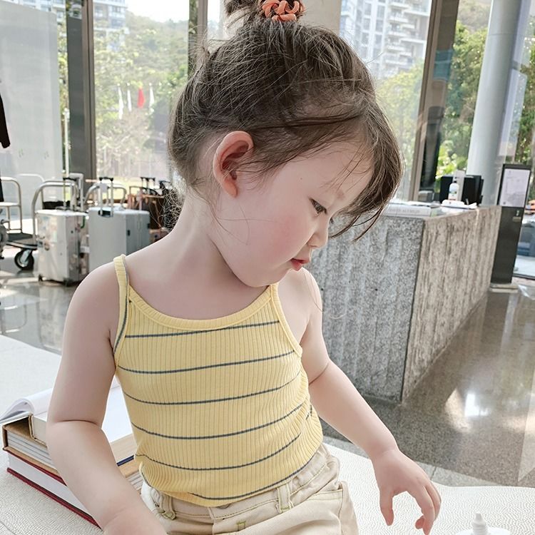 Áo Thun Sát Nách Kẻ Sọc Kiểu Hàn Quốc Thời Trang Mùa Hè Dành Cho Bé Gái