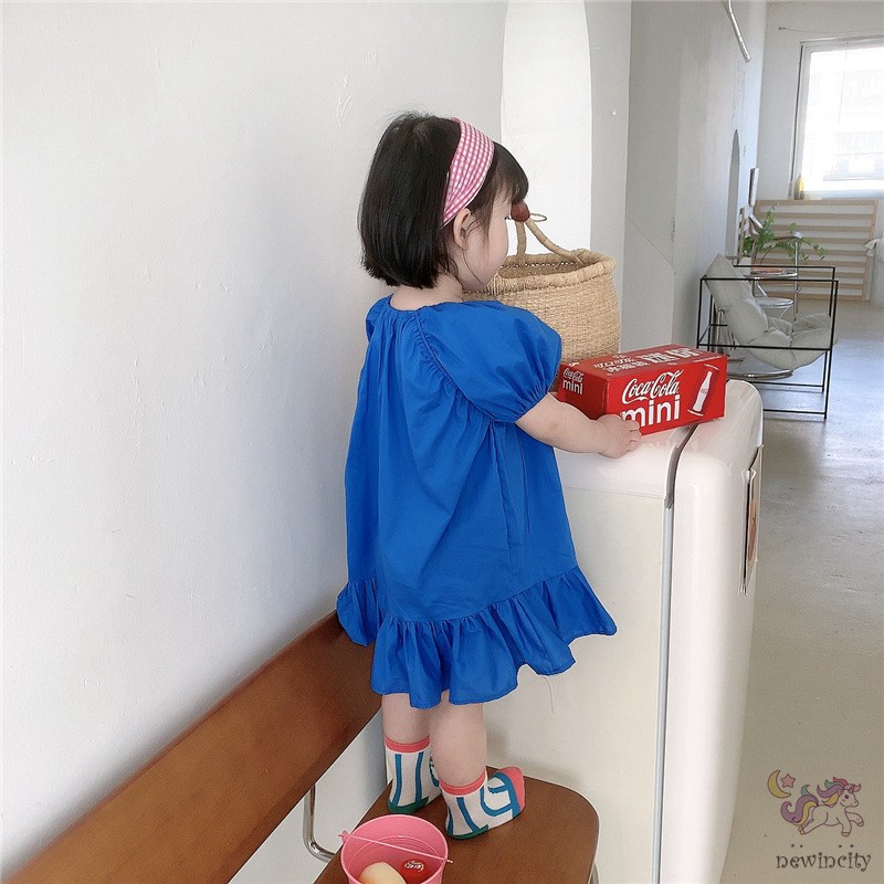 Đầm công chúa tay phồng phong cách mùa hè Hàn Quốc cho bé gái