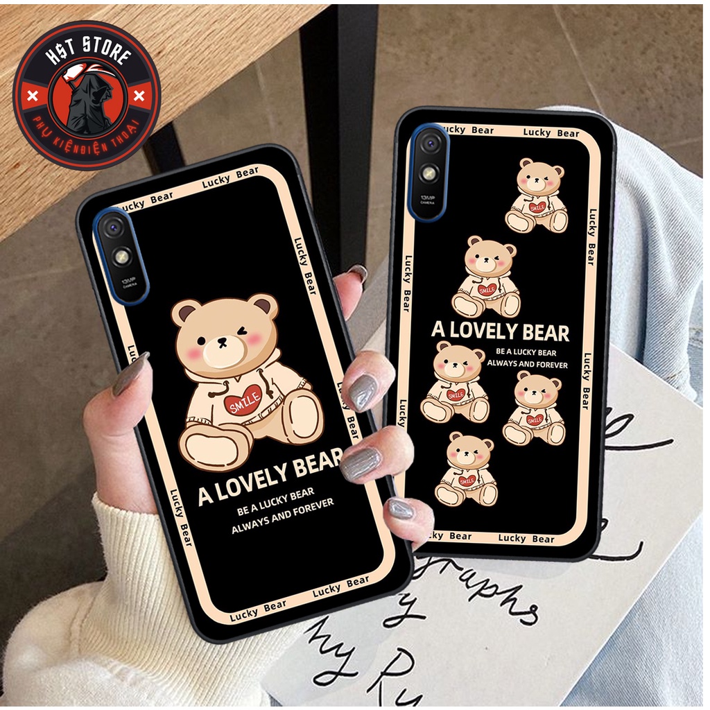 Ốp lưng Redmi 9A / Redmi 7A - in hình gấu bông trái tim caro, gấu mộng mơ siêu đáng yêu , siêu hot