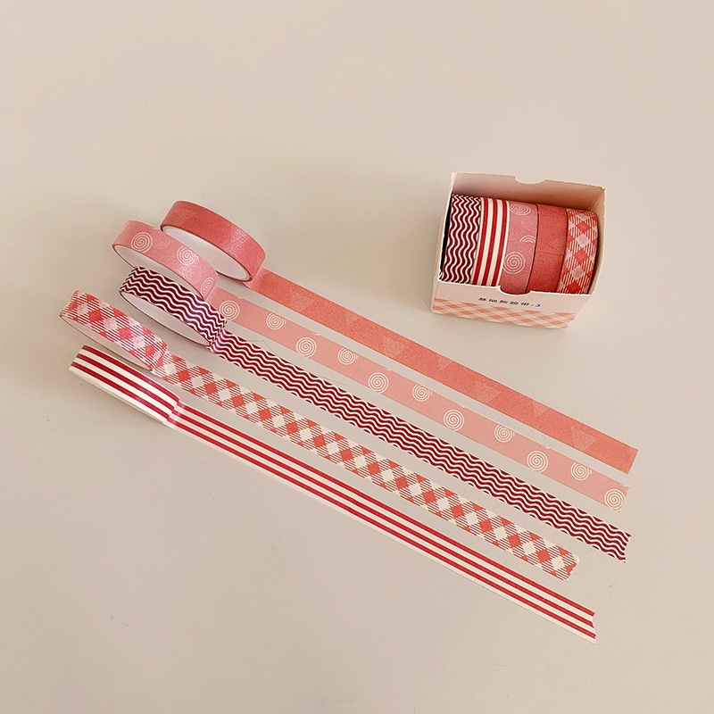 Set 5 Cuộn Băng Dính Washi Tape, Băng Dính Sticker Trang Trí Sổ Học Tập, Làm Quà Tặng Siêu Dễ Thương