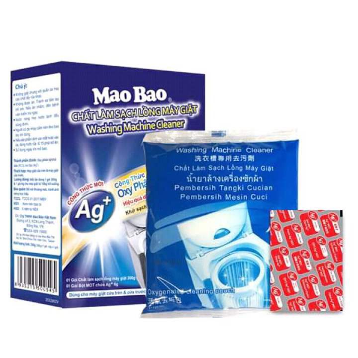 Combo 2 Hộp Bột Vệ Sinh Máy Giặt Cửa Ngang, Vệ Sinh Máy Giặt Cửa Trên, Tẩy Lồng Máy Giặt Ion Bạc 300g