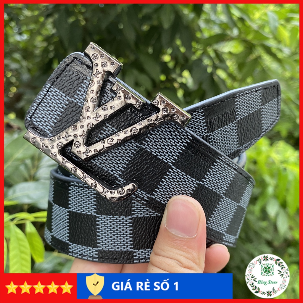 Combo Thắt lưng nam LV, Ví da kẻ caro, thắt lưng lv nam thời trang, mặt nguyên khối CBLV002D