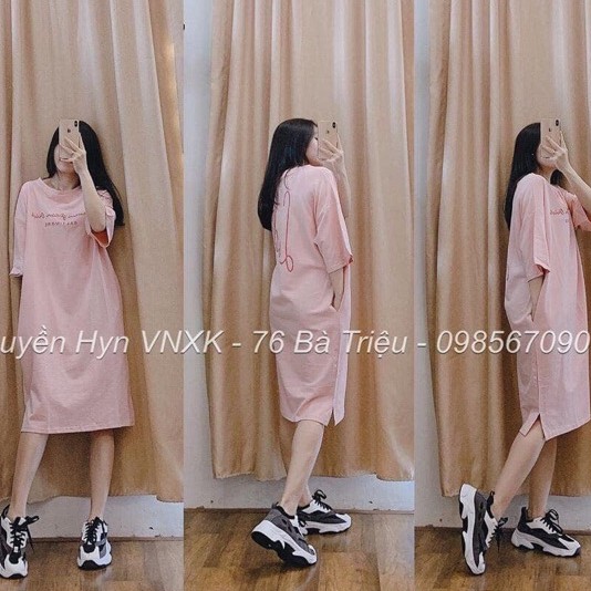 Đầm suông nữ Bingshop form rộng in chữ vài dày đẹp 3 màu freeship | BigBuy360 - bigbuy360.vn