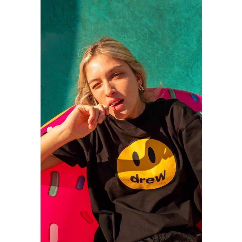 Áo Thun Tay Lỡ Drew House mặt cười, Áo Phông Form Rộng Oversize Nam Nữ Unisex, 3158 Cotton, phong cách Hàn Quốc