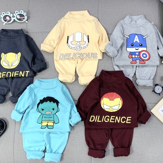 Bộ len tăm dài tay mặt siêu nhân cho bé trai 8-18kg