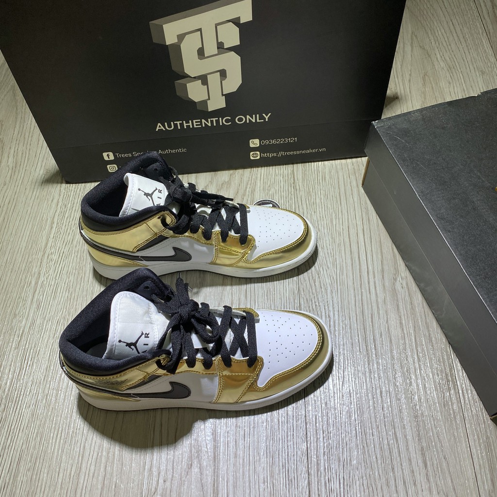 [ CHÍNH HÃNG ] Giày thể thao NIKE AIR JORDAN MID METALLIC GOLD