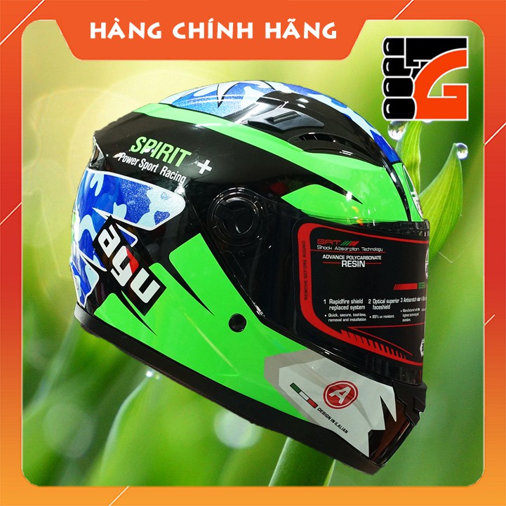 ✅[GLOVESZONE] Nón bảo hiểm AGU fullface Spirit Racing - NHIỀU MÀU - TẶNG kèm túi đựng