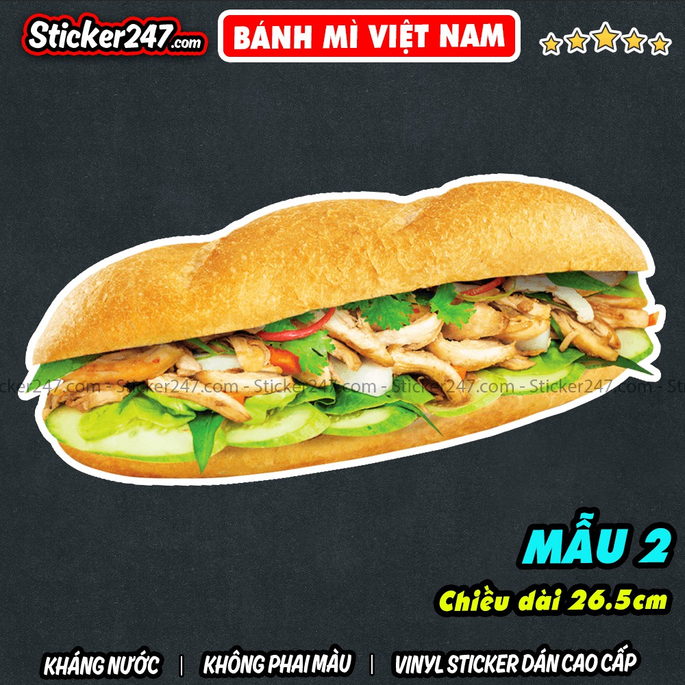 Sticker Bánh mì Việt Nam size lớn 𝑭𝒓𝒆𝒆𝒔𝒉𝒊𝒑 chống nước, decal trang trí quán, xe bánh mì, decor quán, dán tường, kính