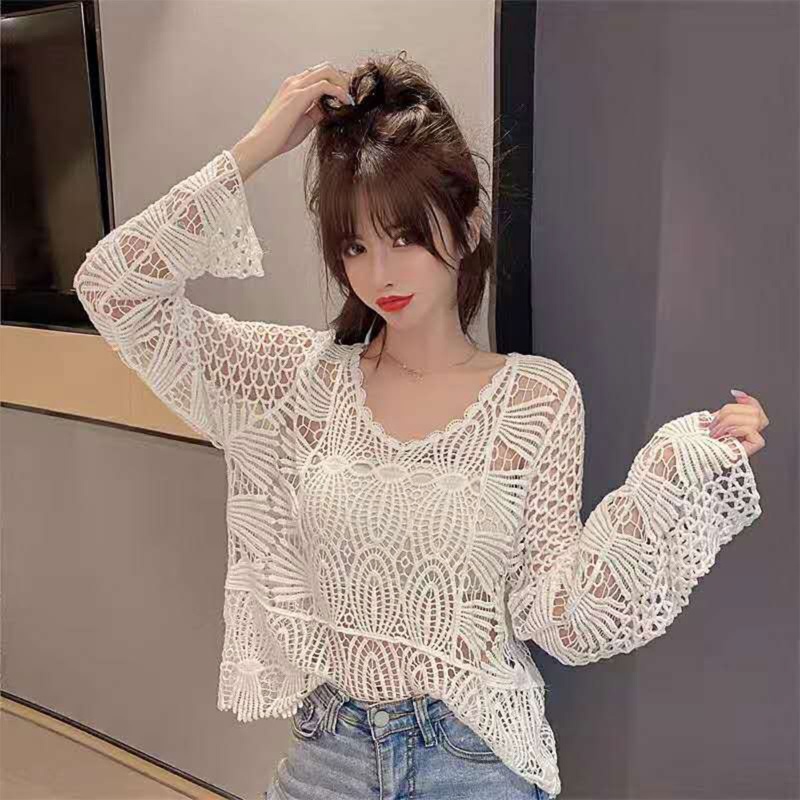 Áo Lưới Tay Dài Thêu Hoa Thời Trang Mùa Hè Dành Cho Nữ Ốp