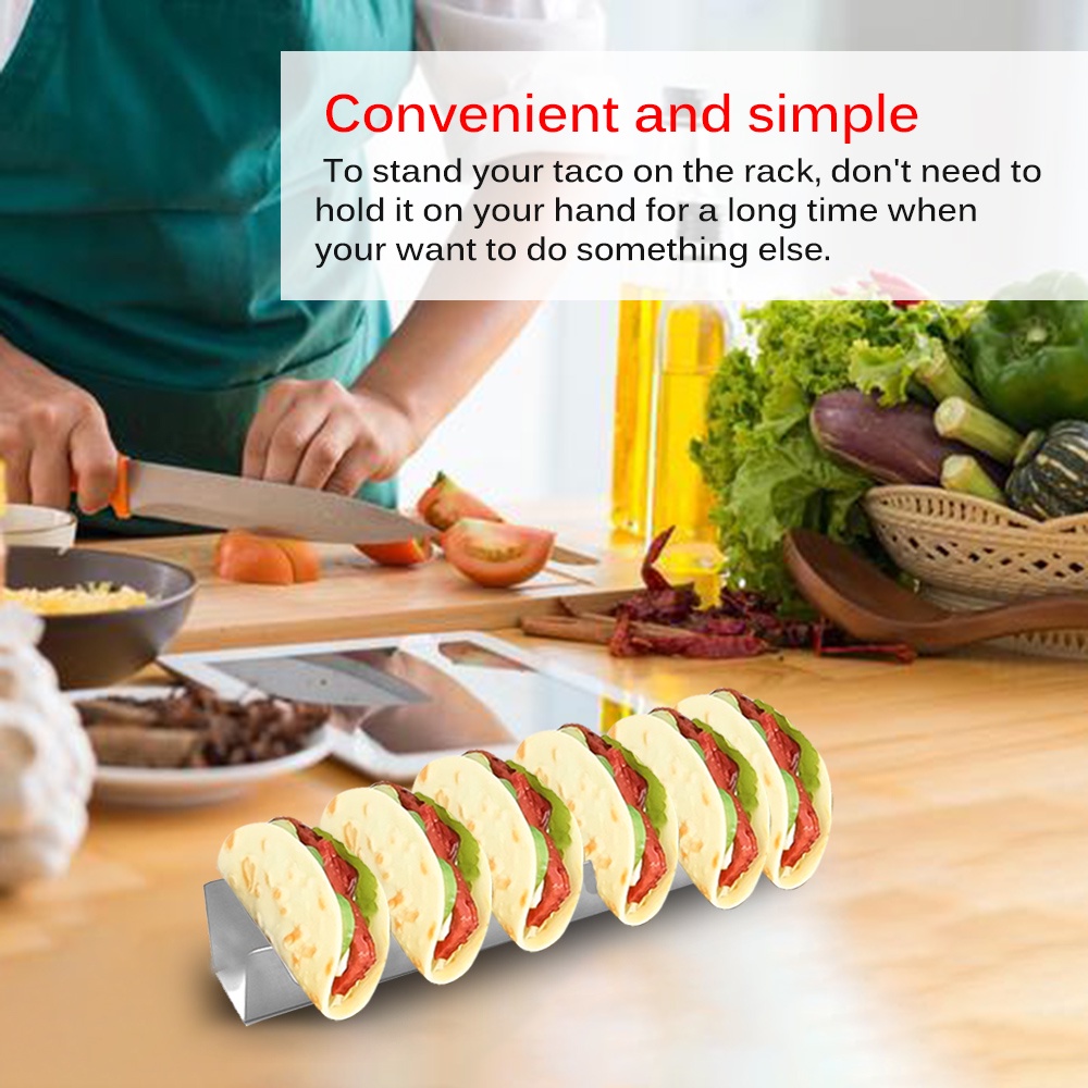[global]Taco Holder Stand Pack Stainless Steel Taco Stand Tray for Oven Soft Or Hard Tacos