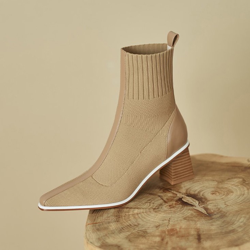 Giày bốt IELGY mũi nhọn co giãn phong cách Hàn Quốc thời trang cho nữ