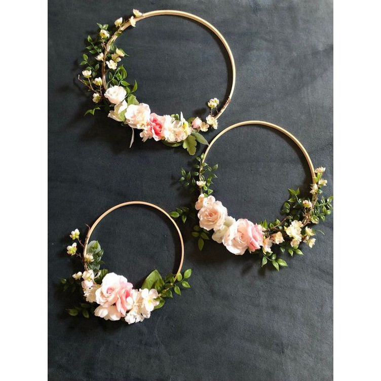 Vòng trang trí, vòng kim loại 10cm HOA GẠO GVT10 làm vòng hoa, dream catcher