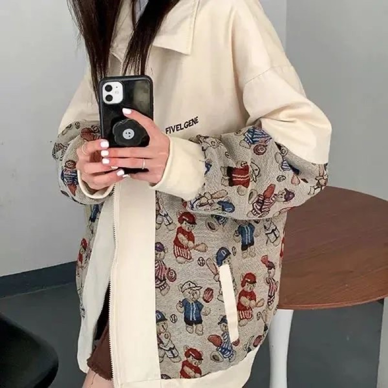 [ miễn phí giao hàng ] áo khoác bomber nam nữ hai màu phối hoạ tiết siêu hit hot năm 2021 hàng quảng châu cao cấp | BigBuy360 - bigbuy360.vn