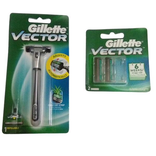 [HÀNG CÓ SẴN]Bộ dao cạo râu Gillette Vector Plus 1 Up (cán dao  + kèm 2 lưỡi )(CHÍNH HÃNG)