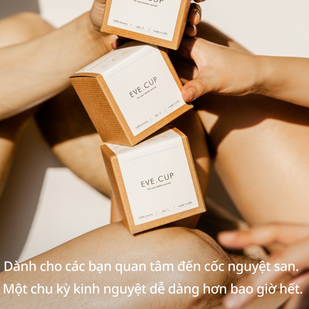 Combo 02 Cốc Nguyệt San EVE kèm quà tặng - 100% silicone Y Tế, chuẩn FDA Mỹ - Hỗ trợ chu kỳ