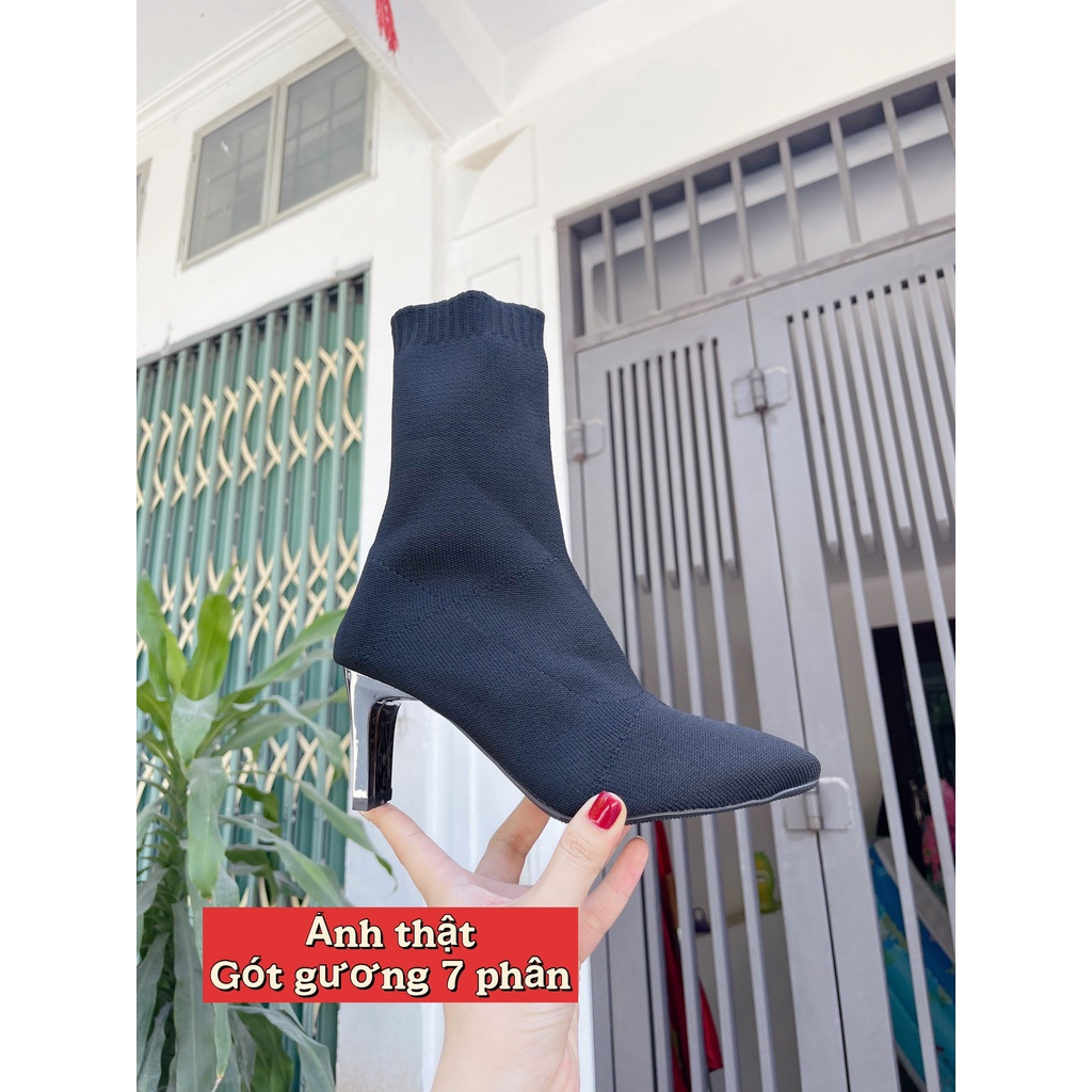 (S145) Bốt len nữ ôm chân gót gương 7 phân (mã 138-7)