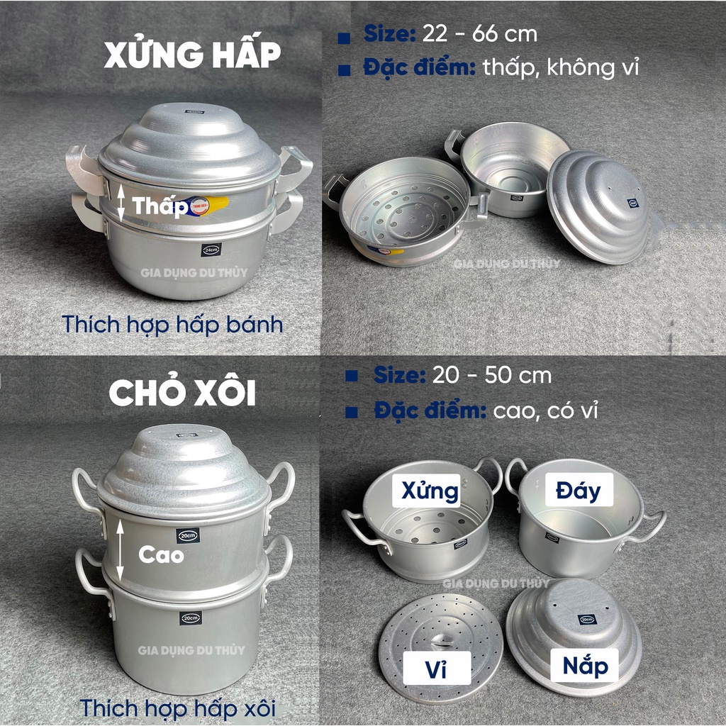 Nồi hấp bánh, hấp cơm size 60-66 cm thương hiệu Thanh Hiền sáng bóng dày dặn hấp tất cả các loại đồ ăn nhanh chóng