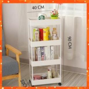 Kệ để đồ đa năng 4 tầng có bánh xe, dành cho nhà tắm, nhà bếp, Xe đẩy spa
