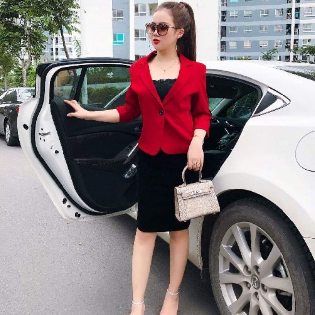 Combo đầm ôm body kèm ào khoác vest