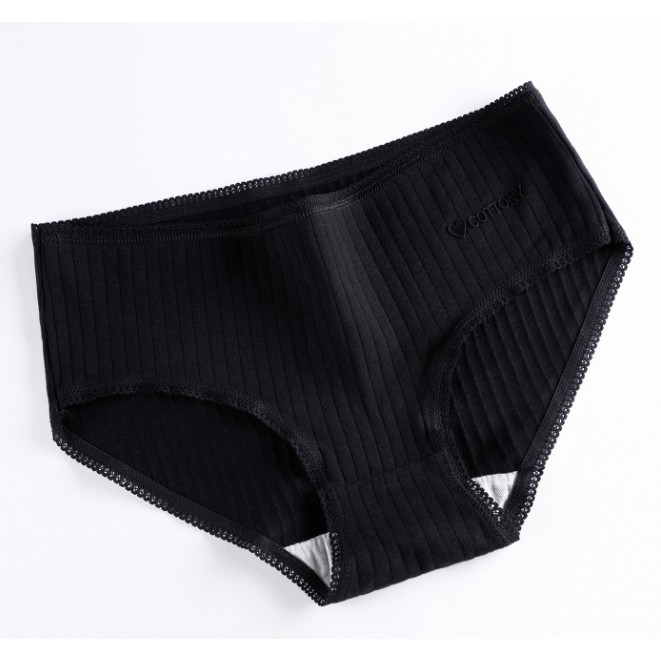 Quần lót nữ cotton gân tăm viền ren in nổi có chọn màu chọn size lớn QL07 | BigBuy360 - bigbuy360.vn