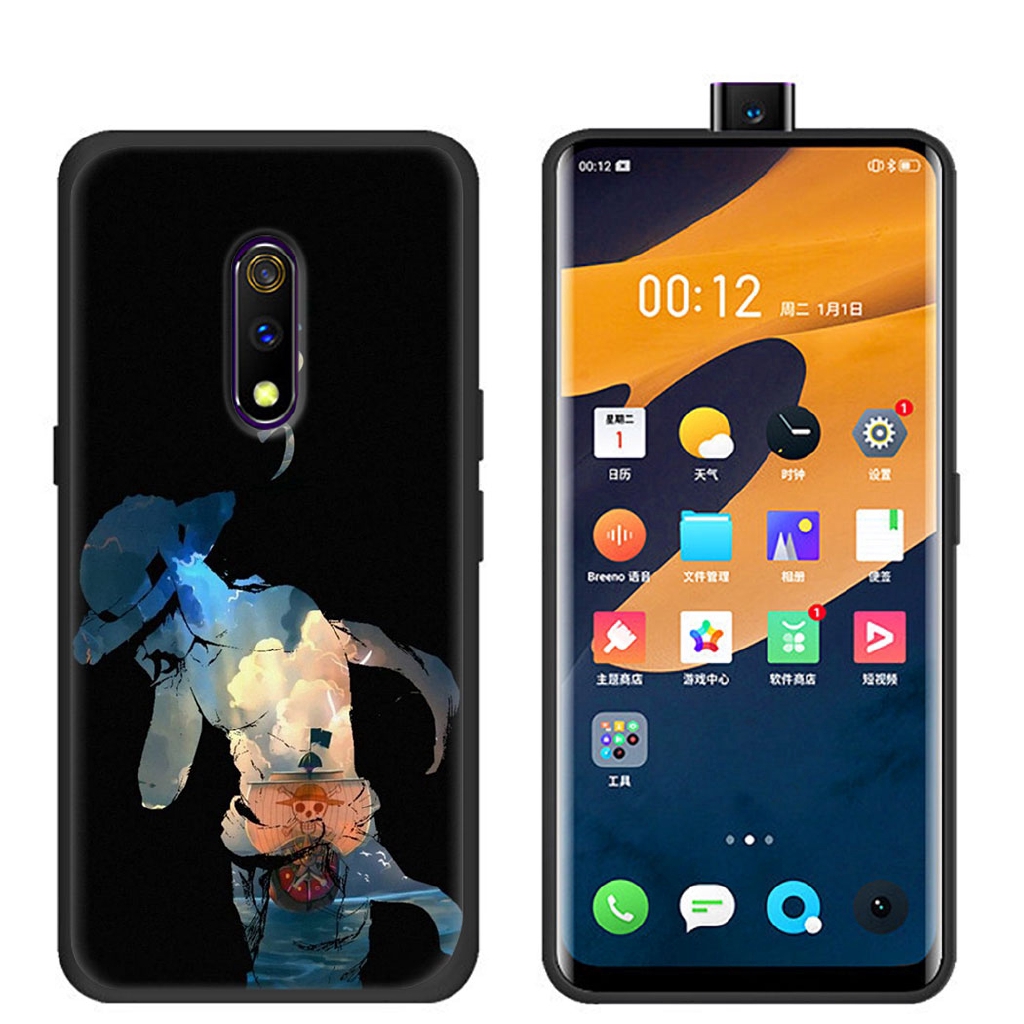 Ốp điện thoại silicon mềm đen hình anime One Piece cho OPPO Reno 3 Pro K5 K3 Realme 5 Pro X Q XT X2 X50