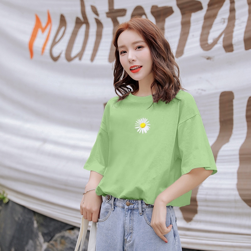 NRVP Áo thun tay lửng dáng rộng thời trang 2021 dành cho nữ