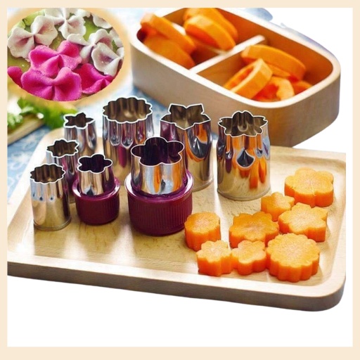 Bộ Khuôn In Tỉa Rau Củ Quả 8 Món Inox Cao Cấp Không Rỉ