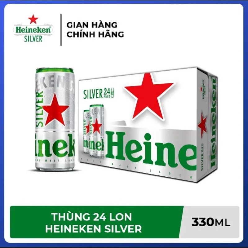 Thùng 24 Lon bia Heineken Silver lon cao 330ml
