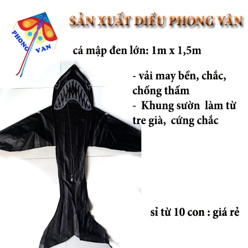 Diều cá mập đen loại lớn, Trò chơi thả diều ngoài trời, bay lượn mùa xuân cho trẻ em khám phá thiên nhiên