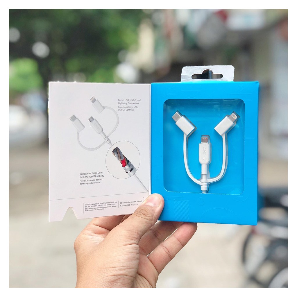 Cáp sạc ANKER PowerLineII 3 in 1 chính hãng