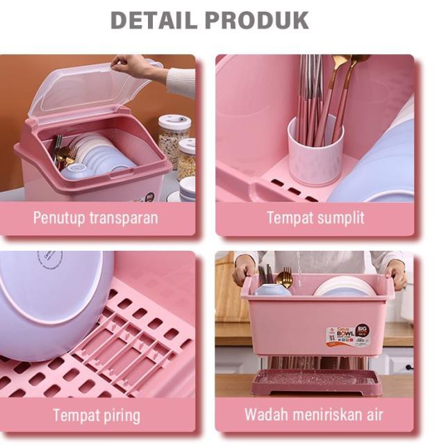 Giá Nhựa Đựng Đĩa Kèm Nắp Đậy C28 / Tô / Muỗng / Nĩa Màu Xanh Dương | BigBuy360 - bigbuy360.vn