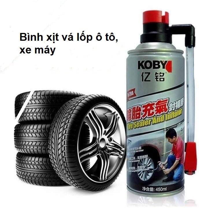 Bình xịt vá lốp khẩn cấp, sử dụng đợn giản không gây ô nhiễm, chai vá lốp không xăm ô tô, xe máy
