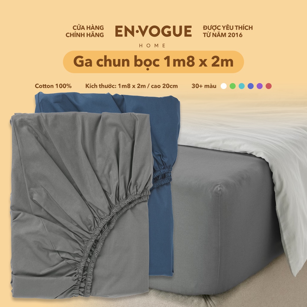 Ga Drap giường 1m8x2m - Ga Drap chun bọc - Chất liệu Cotton 100% - Chăn Ga Gối EnVogue Home