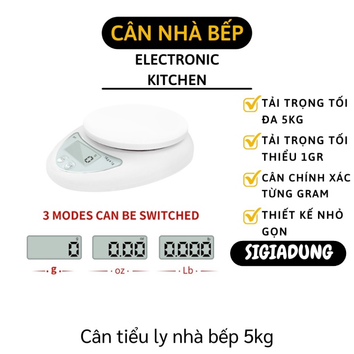 [SGD] Cân Tiểu Ly - Cân Điện Tử Nhà Bếp Electronic Kitchen 5kg Đo Lường Chính Xác Cao 3485