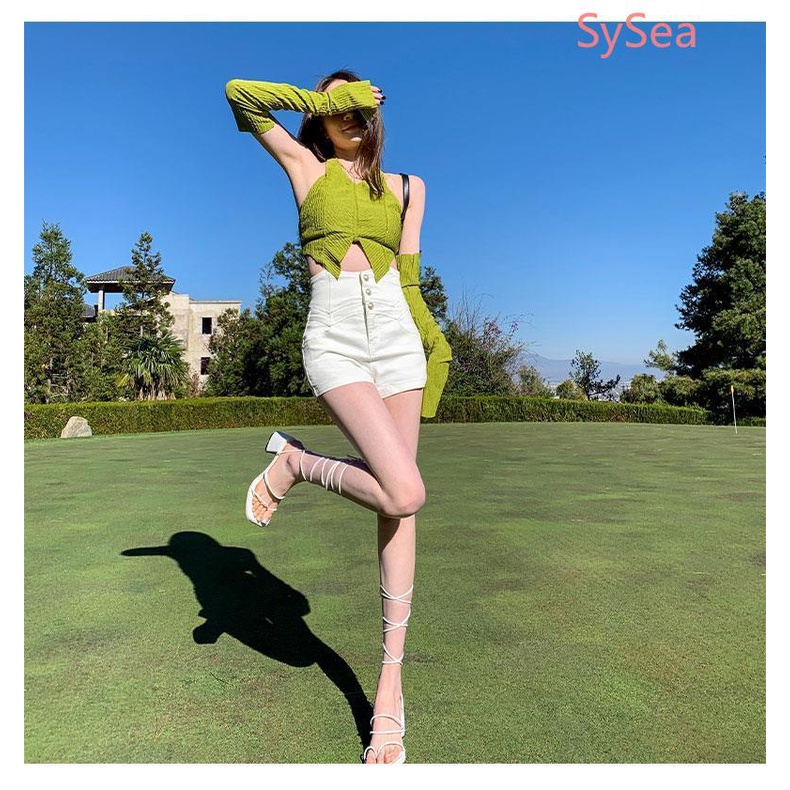 Quần Short Denim Lưng Cao Thời Trang Mùa Hè Dành Cho Nữ