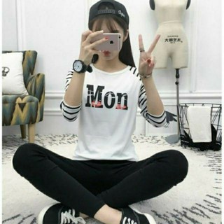 Áo phông trắng in hình dài tay kiểu dáng Hàn Quốc
