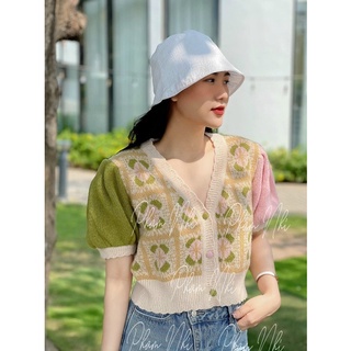 Áo len phối màu dọc khuy hàng đẹp Quảng Châu