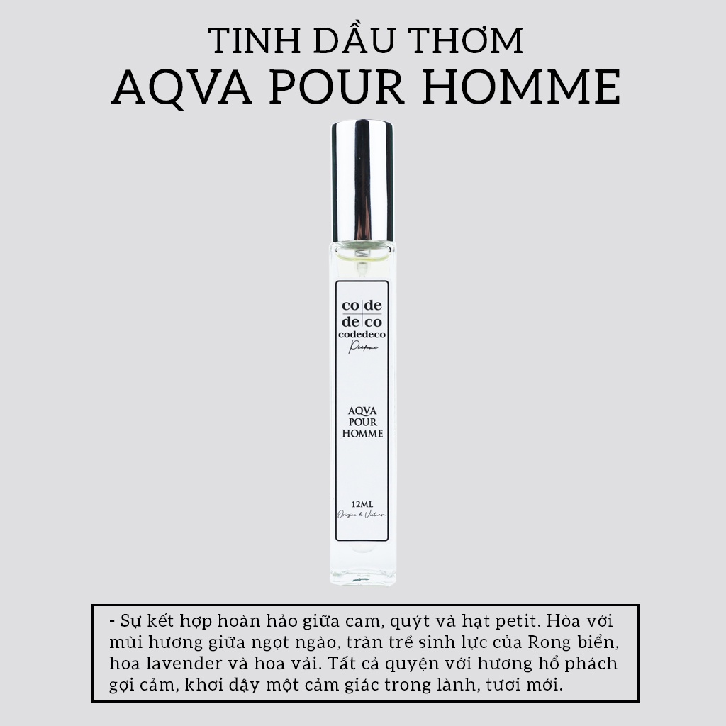 [Mã LIFE1404ALL giảm 10% đơn 50k] Tinh dầu thơm Code Deco Aqva Pour Homme 10ml