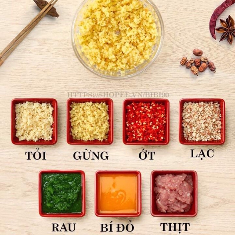 Dụng Cụ Xay Tỏi Ớt Mini Kéo Tay