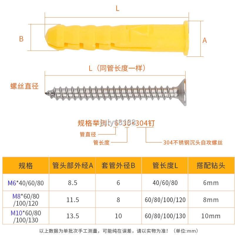 Ốc Vít Mở Rộng Bằng Nhựa Và Thép Không Gỉ 6mm8mm10mm