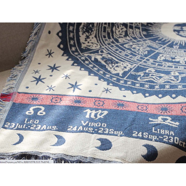 Thảm treo tường họa tiết vintage chăn trải shopha chống bụi, phong cách boho vintage freestyle cung hoàng đạo
