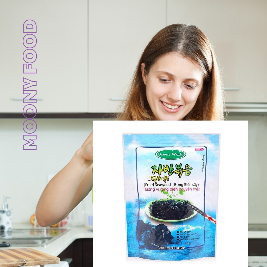 Rong Biển Ăn Liền Sấy Mè Cuốn Trộn Rắc Cơm Green World Gói 40 Gram