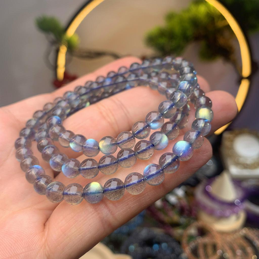 Chuỗi quấn 3 vòng Đá XàCừ Hắc Nguyệt Quang [TẶNG HỘP GỖ] Tát cả mệnh - Phong Thủy Tây Tạng