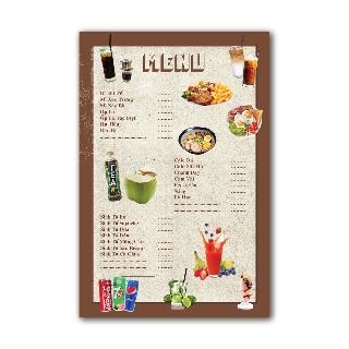 Bảng menu quán giải khát, quán phở