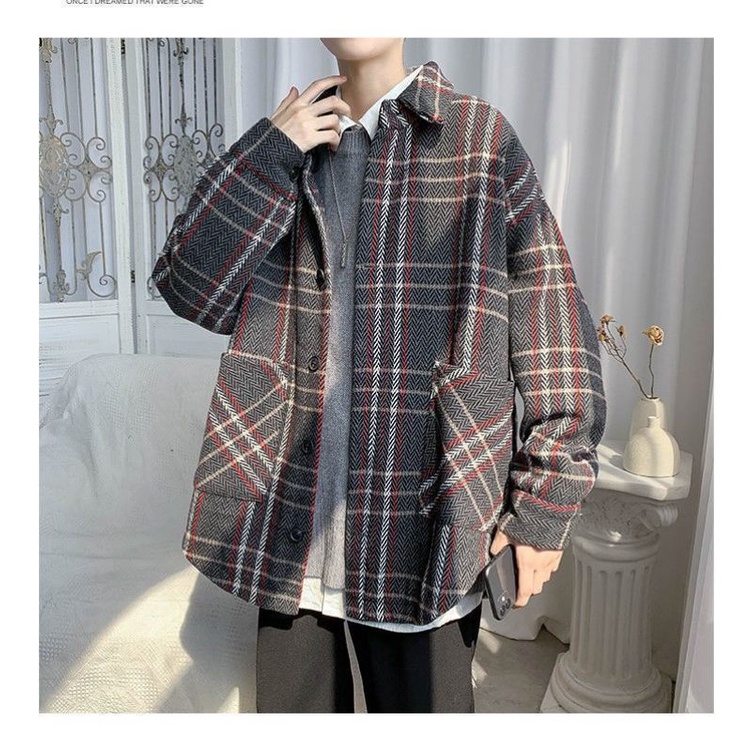 Áo Khoác Dạ Hàn Quốc Dày Dặn Cực Hoạ Tiết Kẻ Trẻ Trung